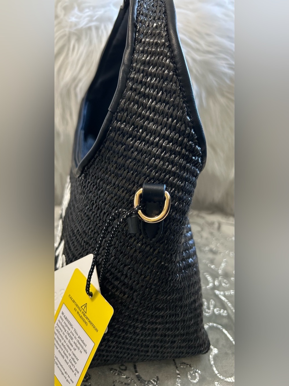 NWT Classic Fashion Collection Mini Black 'The Sack' Woven Shoulder Bag & Wallet - Picture 5 of 7